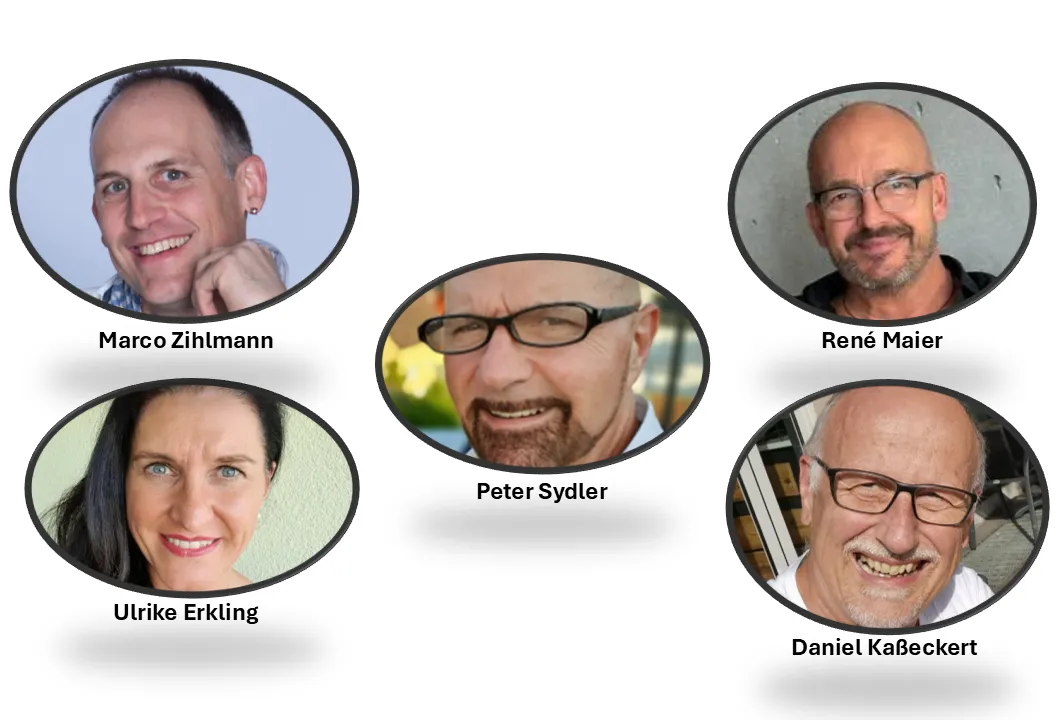 Pioneer Legacy Teammitglieder – Peter Sydler, Marco Zihlmann, René Maier, Ulrike Erkling und Daniel Kaßbeckert im Überblick